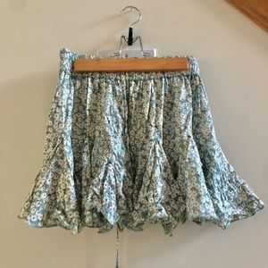 Floral mini length skirt with drawstring waist